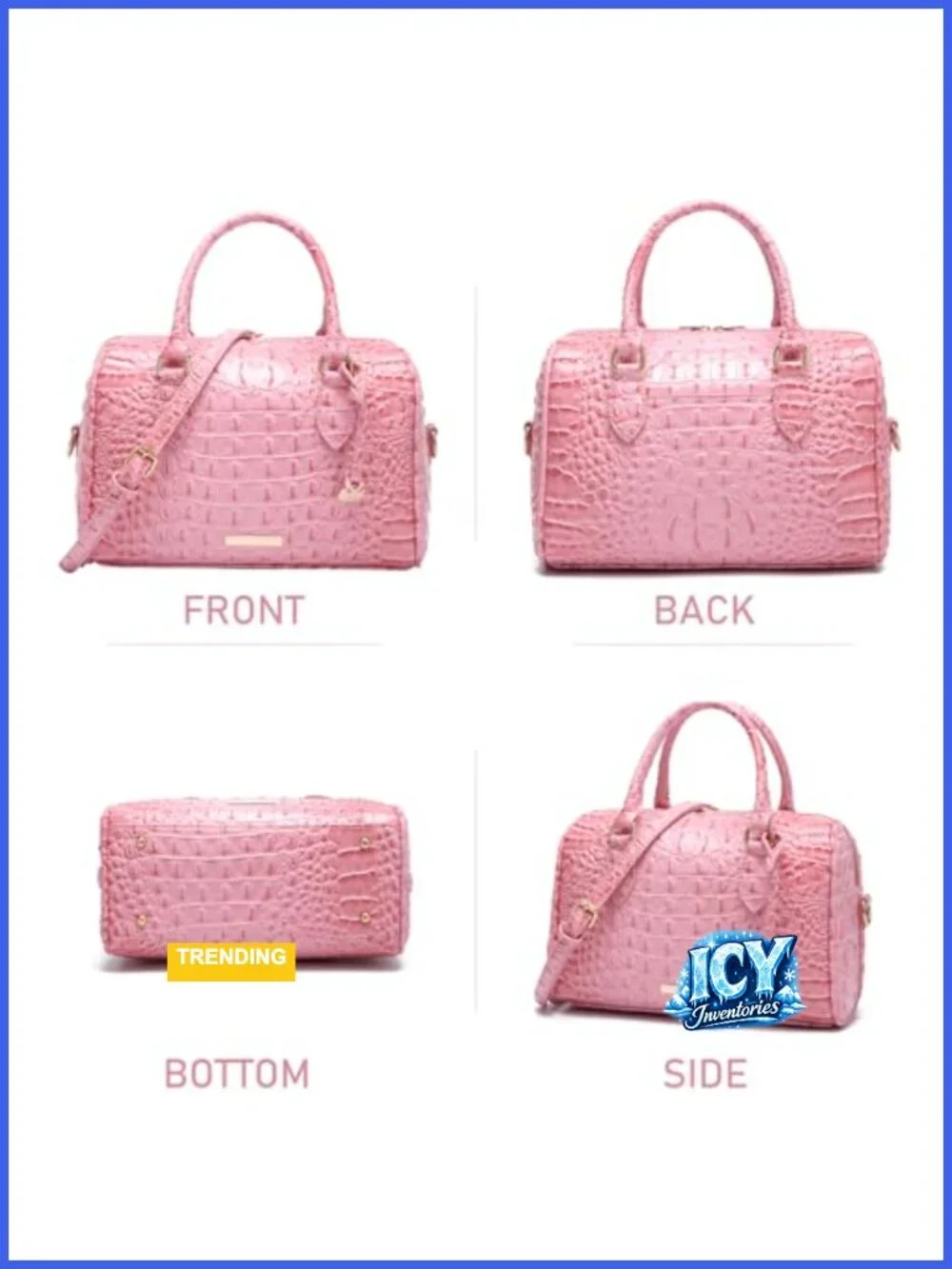 Vegan Leather Crocodile Embossed Tote Handbag Women Top Handle Satchel